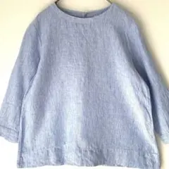 美品✨無印良品 MUJI リネン 麻100% プルオーバー ブラウス ブルー S