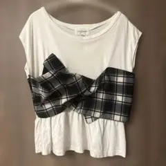 ジルスチュアート　チェックリボン　半袖Tシャツ フリーサイズのサムネイル