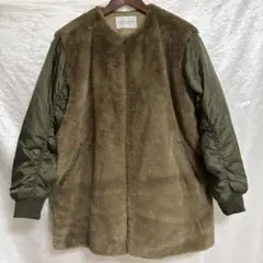 UNITED ARROWS フェイクファー　ナイロン　ブルゾン カーキ