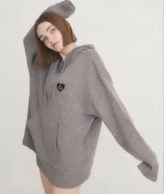 épine エピヌ knit hoodie グレー ニットパーカー - メルカリ