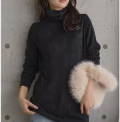 神戸レタス ブラック タートルネック セーター