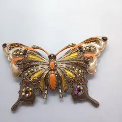 蝶 大 ブローチ ハンドメイド ラインストーン マルチ