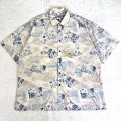 総柄 半袖シャツ XL コットン アロハ風 リゾート 開襟風 ビッグシルエットのサムネイル