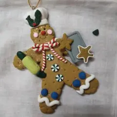 オーナメント　粘土風　ジンジャーマン　ジンジャーブレッド　クリスマス