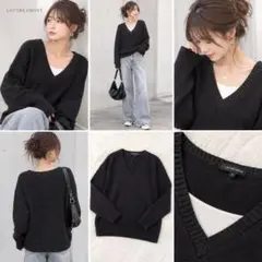 LAUTREAMONT Vネック ニット ブラック