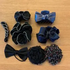 ヘアアクセサリーセット 黒系 デザイン8種