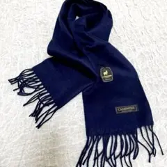 新品タグ付き ウール100%マフラー ネイビー