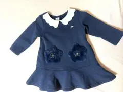 ANNA SUI mini 裏起毛紺色ポケット付ワンピース サイズ90(S)