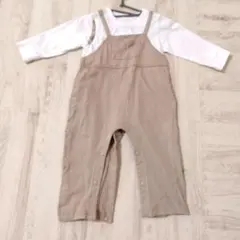 GU ジーユー　80cm 長袖 ロンパース オーバーオール サロペット ベージュ