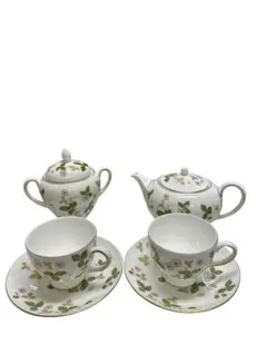 ウェッジウッド　ワイルドストロベリー　ポット　カップ&ソーサー2客シュガーポット