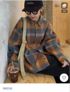 DISCUS チャオパニックティピー　長袖ネルシャツ MEDIUM オレンジ