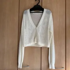 coen 透かし編みホワイトカーディガン