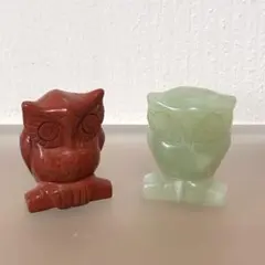 天然石　フクロウの置物 2体セット　縁起物