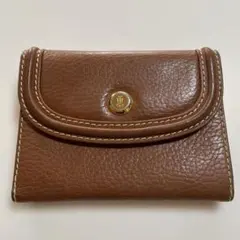 LLADRO リヤドロ　ブラウンレザー 三つ折り財布　本革　がま口