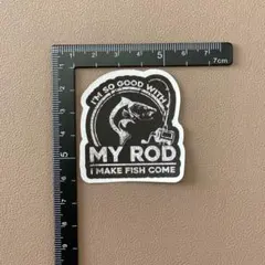 No.63 釣りイラスト 防水ステッカー 釣竿 ベイトリール 魚 バス トラウト