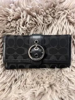 Coach ブラック 長財布 ロゴパターン