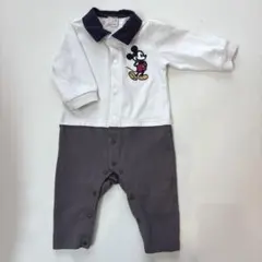 【美品】プティマイン　ミッキーマウス　カバーオール　ロンパース 80cm