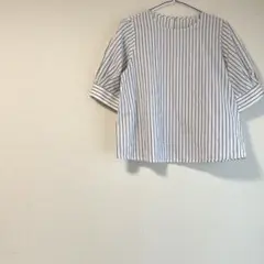 オペークドットクリップ ストライプシャツ ブラウス シンプル 爽やか 体型カバー