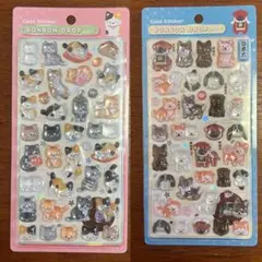 【正規品】ボンボンドロップシール　和柄　ねこ　柴犬　日本犬　2枚セット