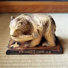 上山作 北のさけび 木製クマ彫刻 インテリア用 熊 - メルカリ