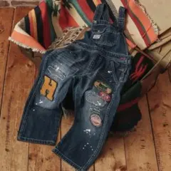デニム パッチ付きオーバーオール 90cm