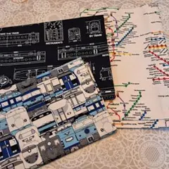 電車デザインの生地 3枚まとめて
