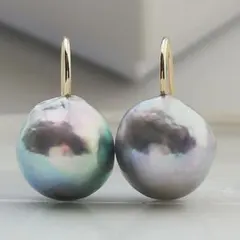 あこや真珠　ひと粒フックピアス　K14GF　パール　アコヤ