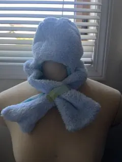 【新品未使用】RAG MART 帽子マフラー付きブルー　フリース　あったか