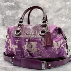 【レア】土日限定COACH レザー マディソンギャザー 2way 紫 バッグ レア】土日限定COACH レザー マディソンギャザー 2way 紫 バッグ