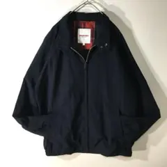 【個性派古着】INSPIRE デザインブルゾン　立ち襟　無地　紺色　メンズ L