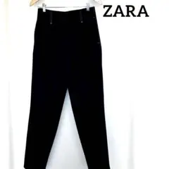 ZARA タックワイドパンツ デニム風 ネイビー S