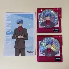 黒子のバスケ　JF　ローソン/HMV　缶バッジ•イラストシート　黒子テツヤ