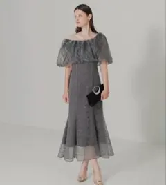 Leja 2WAYオフショルダーパフスリーブマーメイドワンピースドレス