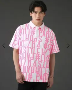美品　LUXE/R URBAN STYLE ゴルフ　ポロシャツ　総柄　ピンク　Mのサムネイル