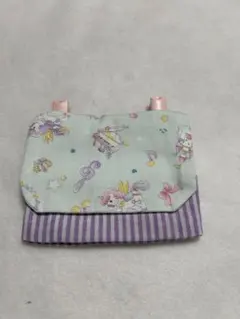 移動ポケット ミントグリーンと紫　ユニコーン柄