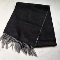 カシミヤ 100% ブラック グレー マフラー フリンジ