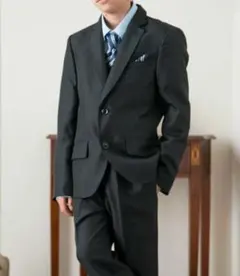 フォーマルスーツ5点セット 150E 大きめ ゆったり がっちり 卒業式 黒