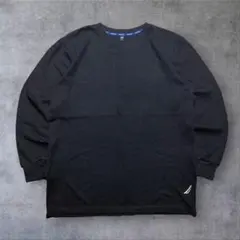NAUTICAノーティカ長袖ワッフルサーマルTシャツクルーネック黒刺繍ロゴ古着のサムネイル