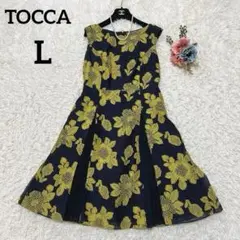 美品L✨TOCCA トッカ　SUNFLOWER ドレス　刺繍　4 刺繍ジャガード