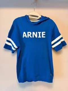 【アーノルドパーマー】ARNIEロゴ 袖ライン 半袖スウェットパーカー 青 2のサムネイル