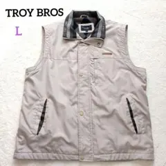 TROY BROS ノースリーブ ベスト ジャケット カーキ フリース L