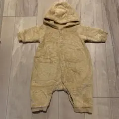 ユニクロ　ベージュ フリース 70サイズ ロンパース　ジャンプスーツ　くま耳