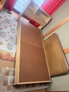 木製シングルベッドフレーム 棚付き