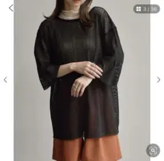 レトロガール メッシュカットソー ブラックのサムネイル