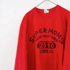 美品✨【M】 企業ロゴ ロンT 赤 カリフォルニア 古着 ジャージーズ 大きめのサムネイル