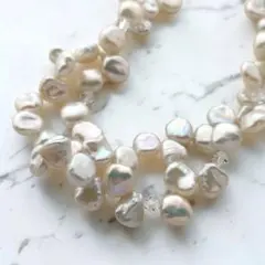 淡水パール メタリック 虹色 ぷっくり ハート バロック ネックレス