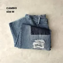 CAMBIO カンビオ パッチワーク ダメージ加工 デニム Mのサムネイル