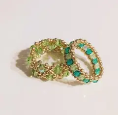 ハンドメイド　ビーズリング　2点セット