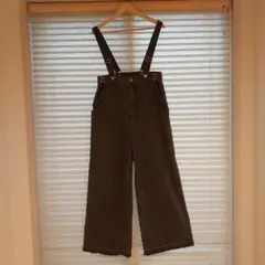 【DOUDOU】ブラックデニム サロペット オーバオール Fサイズ