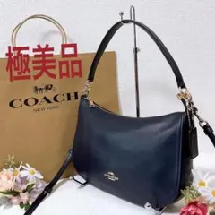 【極美品】コーチ ショルダーバッグ 2WAY ハンドバッグ ネイビー系 チャーム
